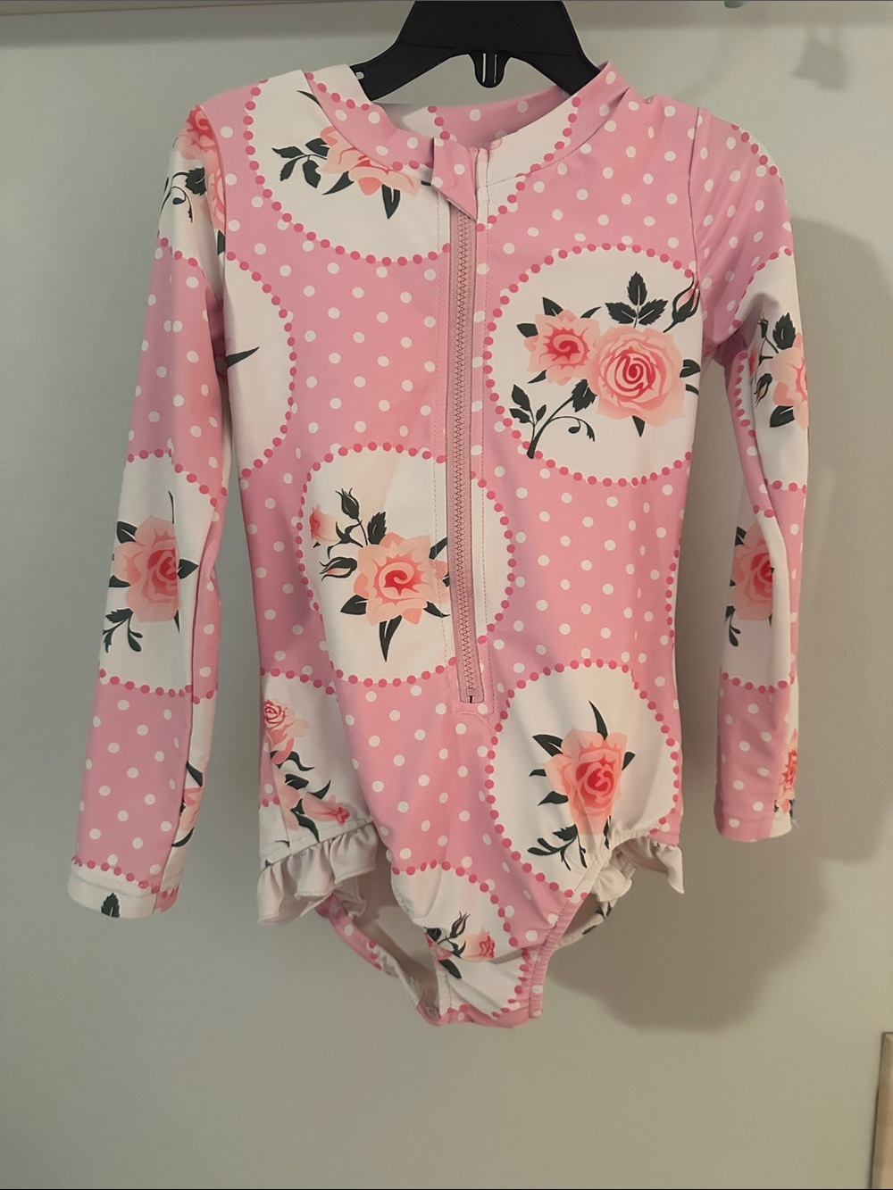 Oopsie Daisy Girls Pink Floral Rash Guard Swimsuit